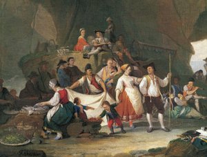 Breakfast by the sea, by Pietro Fabbris (detail) by Pietro Fabris