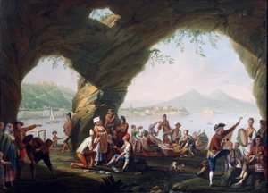 Scenes of Everyday Life in a Cave in Posillipo, near Naples by Pietro Fabris