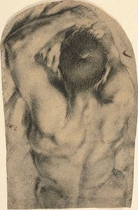 Half-Length Recumbent Male Nude Seen from the Back, c.1590