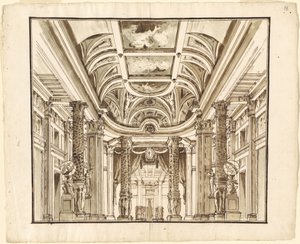 Fantasy of a Great Hall with Basketweave Columns by Pietro Gonzaga