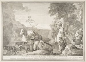 Esau and His Family Parting Ways with Jacob by Pietro Monaco