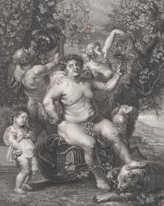 Bacchus Seated on a Barrel in Front of Grapevines, with Bacchantes, Satyrs, and Children, 1758