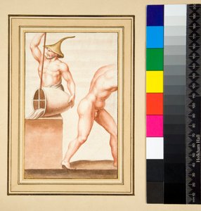 Copy of a mosaic of a Man with pointed cap pouring from vase by Pietro Santi Bartoli