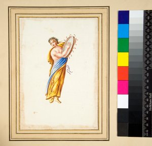 Draped figure beating a drum by Pietro Santi Bartoli