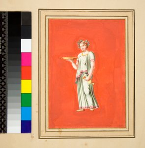 Female figure on pedestal with patera and amphora