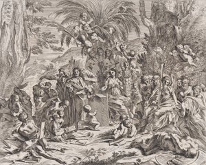 An allegory of painting, who as a child in the centre left draws on a tablet, 1637-38 by Pietro Testa