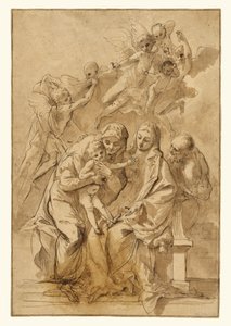 Holy Family with Saint Anne (recto); Figure Sketches (verso)