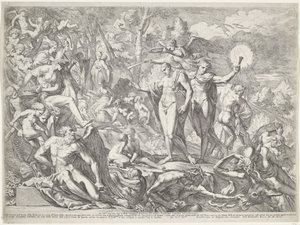 Young Man Arrives at Parnassus via the Road of Virtue by Pietro Testa