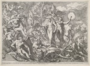 Young Man Arrives at Parnassus by the Road of Virtue by Pietro Testa