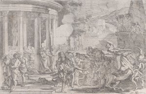 Sinorix carried from the temple of Artemis trying to escape the effects of the poison, ca. 1640