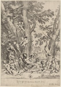 Young Woman, Surrounded by Cupids (The Garden of Charity, vertical version) by Pietro Testa