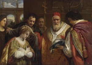 Saint Domitilla Receiving the Veil from Pope Clement I by Pietro da Cortona by Pietro da Cortona