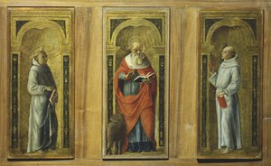Three Panels - Saint Francis, Saint Jerome and Saint Anthony of Padua, c.1480 by Pietro di Francesco degli (circle of) Orioli