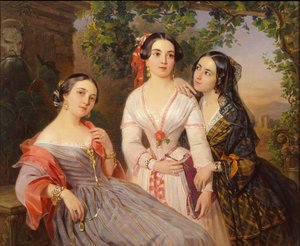 Portrait of Sisters Countess Elizaveta Salias De Tournemire, Sophia Sukhovo-Kobylina and Eudokia Petrovo-Solovovo