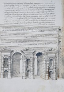 Porta Maggiore in Rome, Drawing, from Roman Antiquities, by Pirro Ligorio by Pirro Ligorio