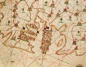 Island of Malta (from Portolan Atlas Consisting of Six Charts by Placido Caloiro and Francesco Oliva, Parchment, 1646) by Placido Caloiro e Oliva
