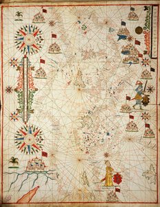 Mediterranean Sea, from portolan atlas of six charts, by Placido Caloiro and Francesco Oliva, 1646