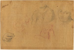 Sketches of Heads and Hands by Pompeo Batoni