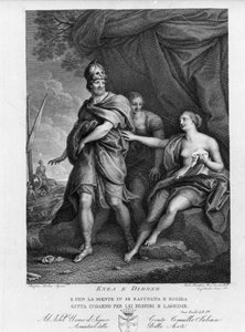 Aeneid by Virgil (70 BC-19 BC), Book IV, the Trojan Hero Aeneas Abandons Dido who Desperately Commits Suicide. Engraving after a Painting by Pompeo Batoni (1708-1787)
