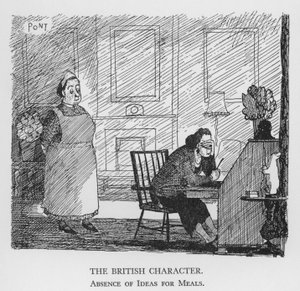 The British Character, Absence of Ideas for Meals (litho) by Pont