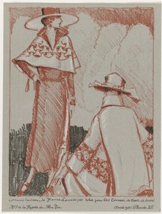 Gazette du Bon Ton, 1921 - No. 3, Pl. XII: Tailored Suit by Jeanne Lanvin; and Dress for the Races by Beer