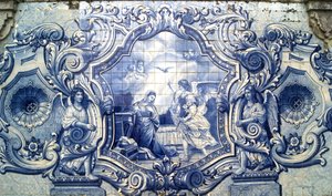 Decorative panel depicting the Annunciation, Lamego, Portugal. 1738 by Portuguese School