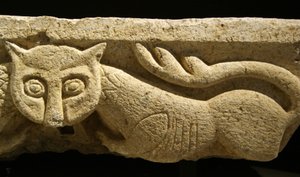 Detail of a zoomorphic Capital from one of the original columns by Portuguese School