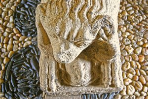 Lion Eating a Man, Base of Sarcophagus of D. Afonso Pires, Former Bishop of Porto, Lamego, Portugal c.1372 by Portuguese School