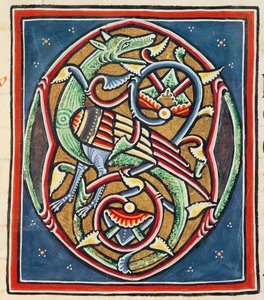 Inhabited Initial O, twelfth or thirteenth century