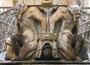 Mythical Atlantes at the Base of an Obelisk, Lamego, Portugal. 1738 by Portuguese School