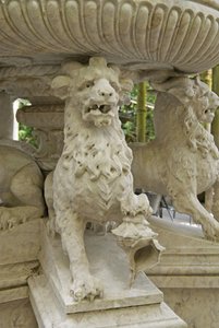 Mythical Horned Lion Atlantes at the Base of a Fountain, Quinta da Regalia, Sintra, Portugal c.1915