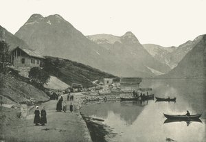 Mundal, on the Fjaerlandsfjorden, Sogn, Norway by Poulton and Co