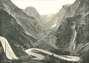 The Zig-Zag road and Waterfalls, Stalheim, Norway, 1895 by Poulton and Co