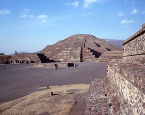 Precolombian civilization: view of the site of Teotihuacan: the temple of the Moon by Pre Columbian Pre Columbian