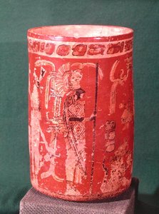 Vase depicting a ceremonial scene, Tepeu 1 Period, from Uaxuctun, 600-950 by Pre Columbian Pre Columbian