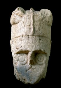 Head of an archer with a horned helmet (miles cornutus), from Monte Prama, conserved at the National Archeological Museum of Cagliari by Prehistoric Prehistoric