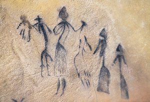 Phallic Dance of Type Stylized-Naturalistic, Mesolithic Art by Prehistoric Prehistoric