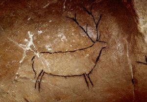 Prehistory: A Deer. Upper Paleolithic Cave Painting (Magdalenian)
