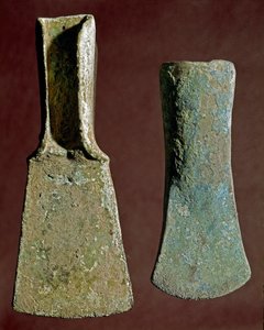 Prehistory: Axe and Spear Tip in Flint by Prehistoric Prehistoric
