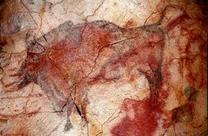 Prehistory: Bison at Rest Rock Painting of the Upper Paleolithic by Prehistoric Prehistoric