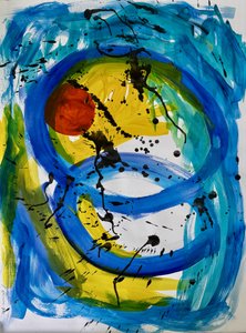 Dynamic Blue Yellow Abstract by Preston Harmon