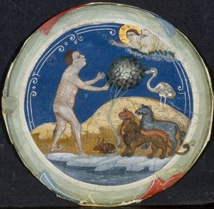 Medallion from the Border of a Latin Bible: The Sixth Day of Creation by Primo Miniatore di San Domenico