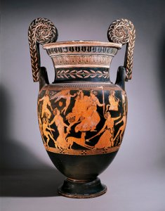 Vase of Pronomos. A group of actors preparing to play a play. Museo Archeologico Nazionale, Naples