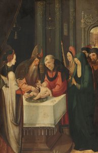 Circumcision of Christ, Left Wing of an Altarpiece, on Verso is the Virgin from an Annunciation Scene