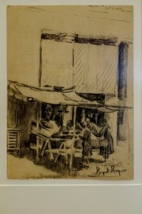The Plaza, Narcís Puget Riquer, Charcoal Drawing, Puget Museum, Noble House of Can LLaudis, Dalt Vila, Ibiza, Balearic Islands, Spain by Puget Riquer