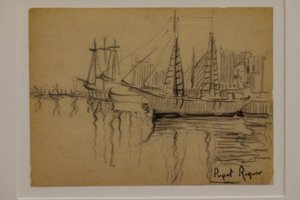 Sailboats, Narcís Puget Riquer, Charcoal Drawing, Puget Museum, Noble House of Can LLaudis, Dalt Vila, Ibiza, Balearic Islands, Spain
