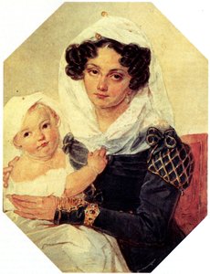 Portrait of Countess Maria N. Volkonskaya with son Nikolay