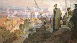 Maxim Gorky at the Building of the Hydroelectric Power Plant 