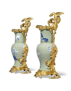 A Pair of Louis XV Ewers by Qing Dynasty   Kangxi Period Chinese School