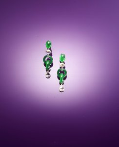 An exceptional pair of double hoop pendant earrings
